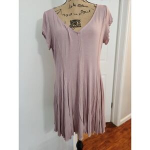 POL Mauve Boho Swing Dress Tunic V-Neck Short Sleeve NWOT Size M